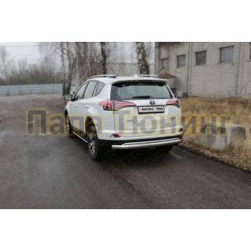 Защита заднего бампера овальная 75х42 мм ТСС для Toyota RAV4 2015-2019