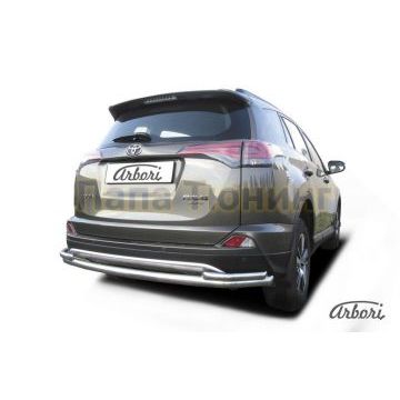 Защита заднего бампера двойная длинная 57-42 мм Slitkoff для Toyota RAV4 2015-2019