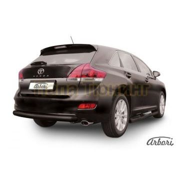 Защита заднего бампера чёрная сталь радиусная 76 мм Slitkoff для Toyota Venza 2012-2017 Защита заднего бампера чёрная сталь радиусная 76 мм Slitkoff для Toyota Venza 2012-2017