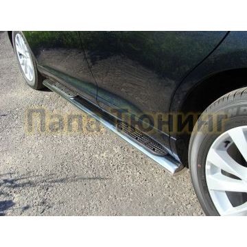 Пороги труба овальная с накладками 120х60 мм ТСС для Toyota Venza 2012-2017