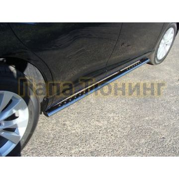 Пороги труба овальная с проступью 75х42 мм ТСС для Toyota Venza 2012-2017