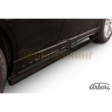 Защита штатных порогов чёрная сталь труба 57 мм Slitkoff для Toyota Venza 2012-2017