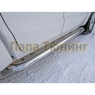 Пороги с площадкой алюминиевый лист 60 мм ТСС для Volkswagen Amarok 2016- Пороги с площадкой алюминиевый лист 60 мм ТСС для Volkswagen Amarok 2016-