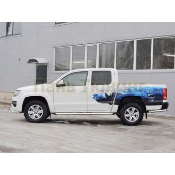 Пороги с площадкой алюминиевый лист d57 вариант 2 РусСталь для Volkswagen Amarok 2016-