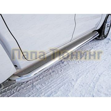 Пороги с площадкой нержавеющий лист 60 мм ТСС для Volkswagen Amarok 2016- Пороги с площадкой нержавеющий лист 60 мм ТСС для Volkswagen Amarok 2016-