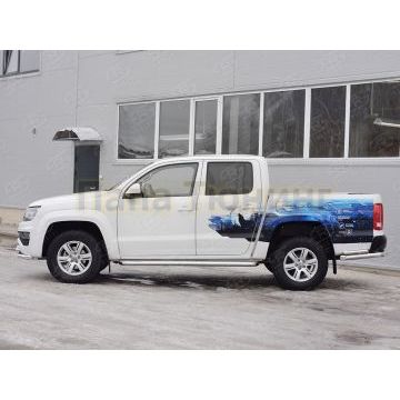 Пороги с площадкой нержавеющий лист 63 мм РусСталь для Volkswagen Amarok 2016-