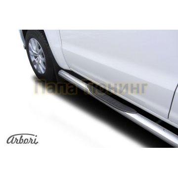 Пороги труба с накладками 76 мм Slitkoff для Volkswagen Amarok 2016- Пороги труба с накладками 76 мм Slitkoff для Volkswagen Amarok 2016-