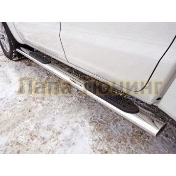 Пороги труба овальная с накладками 120х60 мм ТСС для Volkswagen Amarok 2016- Пороги труба овальная с накладками 120х60 мм ТСС для Volkswagen Amarok 2016-