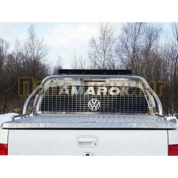 Защита кузова и заднего стекла со светодиодной фарой 75х42 мм на крышку ТСС для Volkswagen Amarok 2016-