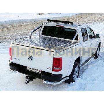 Защита кузова с фарой на крышку 75х42 мм ТСС для Volkswagen Amarok 2016-
