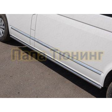 Пороги труба 42 мм ТСС для Volkswagen Caravelle T6 Long 2015- Пороги труба 42 мм ТСС для Volkswagen Caravelle T6 Long 2015-