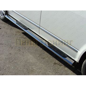 Пороги овальные с накладкой 120х60 мм ТСС для Volkswagen Transporter T6 2015- Пороги овальные с накладкой 120х60 мм ТСС для Volkswagen Transporter T6 2015-