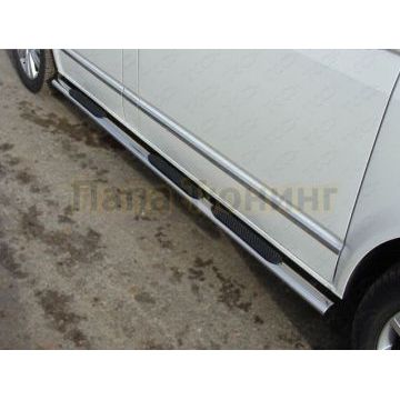 Пороги овальные с накладкой 75х42 мм ТСС для Volkswagen Transporter T6 2015- Пороги овальные с накладкой 75х42 мм ТСС для Volkswagen Transporter T6 2015-