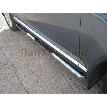 Пороги труба d76 с накладками вариант 1 РусСталь для Volkswagen Touareg 2007-2010