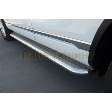 Пороги с площадкой нержавеющий лист 63 мм РусСталь для Volkswagen Touareg 2014-2017