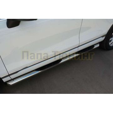 Пороги труба с накладками d76 вариант 1 РусСталь для Volkswagen Touareg 2014-2017