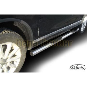 Пороги труба с накладками 76 мм Slitkoff для Volkswagen Touareg 2010-2017 Пороги труба с накладками 76 мм Slitkoff для Volkswagen Touareg 2010-2017