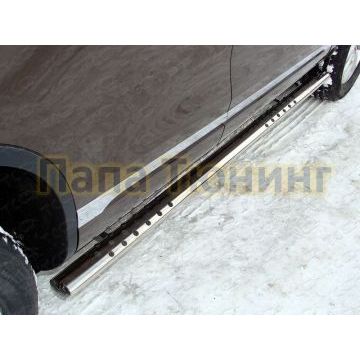 Пороги труба овальная с проступью 75х42 мм ТСС для Volkswagen Touareg 2010-2014 Пороги труба овальная с проступью 75х42 мм ТСС для Volkswagen Touareg 2010-2014
