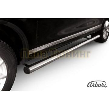 Защита штатных порогов труба 76 мм Slitkoff для Volkswagen Touareg 2010-2017 Защита штатных порогов труба 76 мм Slitkoff для Volkswagen Touareg 2010-2017