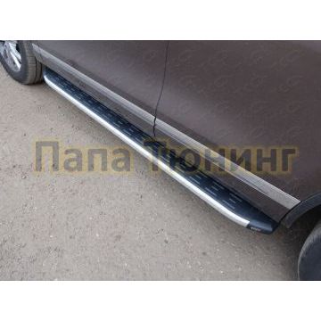Пороги алюминиевые ТСС с накладкой для Volkswagen Touareg 2010-2014 Пороги алюминиевые ТСС с накладкой для Volkswagen Touareg 2010-2014