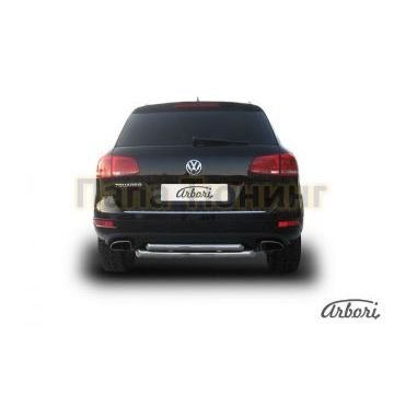Защита заднего бампера двойная 76-57 мм Slitkoff для Volkswagen Touareg 2010-2017 Защита заднего бампера двойная 76-57 мм Slitkoff для Volkswagen Touareg 2010-2017