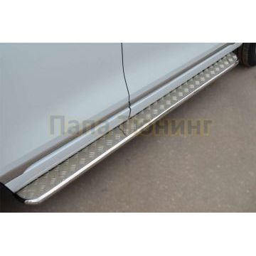 Пороги с площадкой алюминиевый лист d42 РусСталь для Volkswagen Touareg 2010-2014