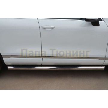 Пороги труба d76 с накладками вариант 1 РусСталь для Volkswagen Touareg 2010-2014