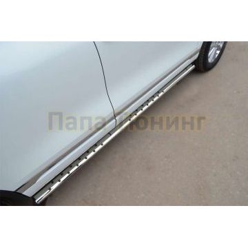 Пороги труба овальная с проступью 75х42 мм РусСталь для Volkswagen Touareg 2010-2014