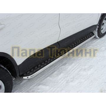 Пороги с площадкой алюминиевый лист 42 мм ТСС для Volkswagen Tiguan 2011-2016 Пороги с площадкой алюминиевый лист 42 мм ТСС для Volkswagen Tiguan 2011-2016