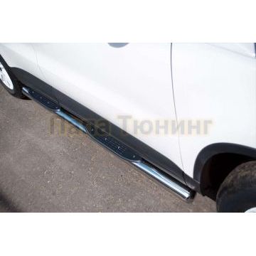 Пороги труба d76 с накладками вариант 3 РусСталь для Volkswagen Tiguan 2011-2016