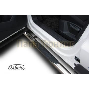 Пороги труба с накладками 76 мм Slitkoff для Volkswagen Tiguan 2011-2016 Пороги труба с накладками 76 мм Slitkoff для Volkswagen Tiguan 2011-2016