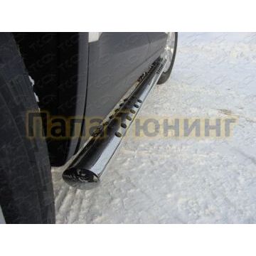 Пороги труба овальная с проступью 75х42 мм ТСС для Volkswagen Tiguan 2011-2016 Пороги труба овальная с проступью 75х42 мм ТСС для Volkswagen Tiguan 2011-2016