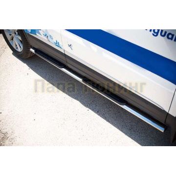 Пороги труба овальная с накладками 75х42 мм РусСталь для Volkswagen Tiguan 2011-2016
