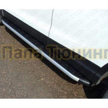 Пороги алюминиевые ТСС с накладкой для Volkswagen Tiguan 2011-2016 Пороги алюминиевые ТСС с накладкой для Volkswagen Tiguan 2011-2016