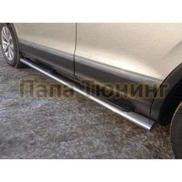 Пороги труба овальная с накладками 120х60 мм ТСС для Volkswagen Tiguan 2016-