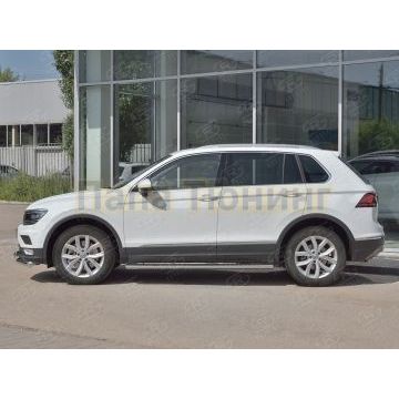 Пороги труба овальная с проступью 120x60 мм РусСталь для Volkswagen Tiguan 2017-2020