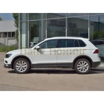 Пороги труба овальная с проступью 75х42 мм РусСталь для Volkswagen Tiguan 2016-2020