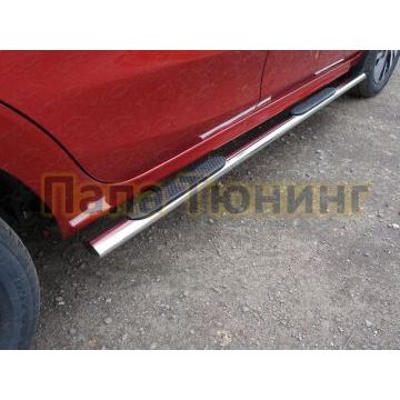 Пороги труба овальная с накладками 75х42 мм ТСС для Lada X-Ray 2016- Пороги труба овальная с накладками 75х42 мм ТСС для Lada X-Ray 2016-