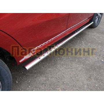 Пороги труба овальная с проступью 75х42 мм ТСС для Lada X-Ray 2016- Пороги труба овальная с проступью 75х42 мм ТСС для Lada X-Ray 2016-