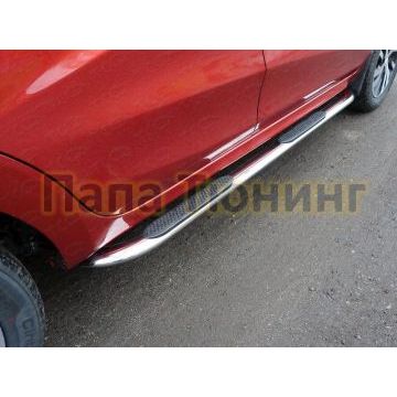 Пороги труба овальная с накладками гнутые 75х42 мм ТСС для Lada X-Ray 2016- Пороги труба овальная с накладками гнутые 75х42 мм ТСС для Lada X-Ray 2016-