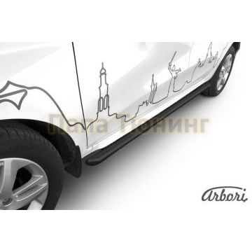 Защита штатных порогов чёрная сталь труба 57 мм Slitkoff для Lada X-RAY 2016- Защита штатных порогов чёрная сталь труба 57 мм Slitkoff для Lada X-RAY 2016-