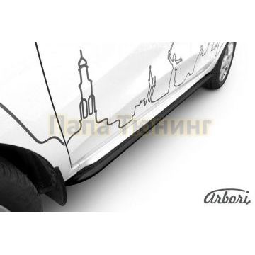 Защита штатных порогов чёрная сталь труба с загибами 42 мм Slitkoff для Lada X-RAY 2016- Защита штатных порогов чёрная сталь труба с загибами 42 мм Slitkoff для Lada X-RAY 2016-