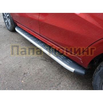 Пороги алюминиевые ТСС с накладкой для Lada X-Ray 2016- Пороги алюминиевые ТСС с накладкой для Lada X-Ray 2016-