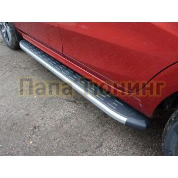Пороги алюминиевые ТСС с накладкой серебристые для Lada X-Ray 2016- Пороги алюминиевые ТСС с накладкой серебристые для Lada X-Ray 2016-