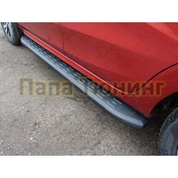 Пороги алюминиевые ТСС с накладкой чёрные для Lada X-Ray 2016- Пороги алюминиевые ТСС с накладкой чёрные для Lada X-Ray 2016-