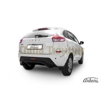 Защита заднего бампера чёрная сталь скоба 42 мм Slitkoff для Lada X-RAY 2016-