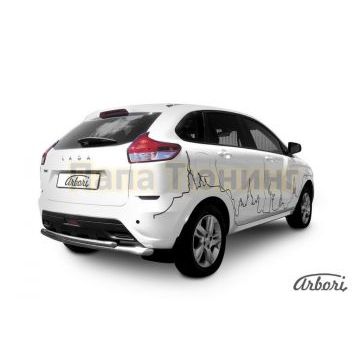 Защита заднего бампера двойная 57-42 мм Slitkoff для Lada X-RAY 2016-