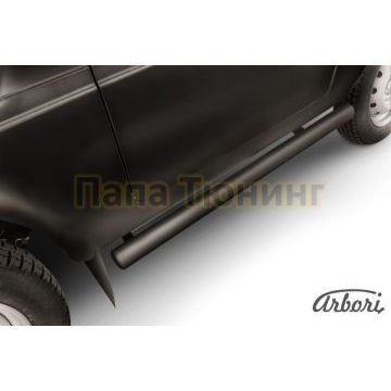Защита штатных порогов чёрная сталь труба 76 мм Slitkoff для Нива ВАЗ 2121 1976- Защита штатных порогов чёрная сталь труба 76 мм Slitkoff для Нива ВАЗ 2121 1976-