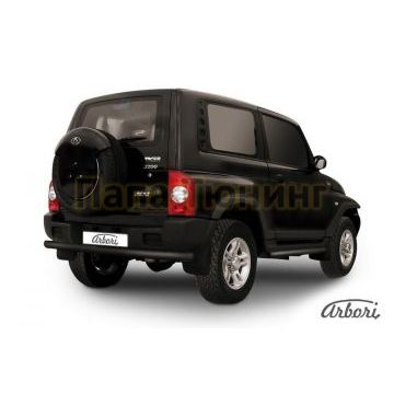 Защита заднего бампера чёрная сталь 76 мм Slitkoff для Тагаз Tager 2008-2014