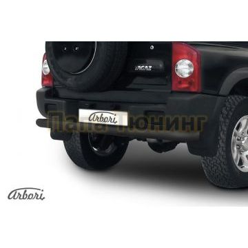 Защита заднего бампера чёрная сталь 76 мм на 5 дверей Slitkoff для Тагаз Tager 2008-2014